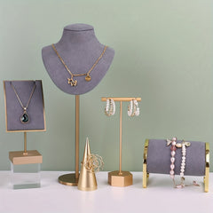 Golden Metal Earring T Bar Stand Retail Display Holder