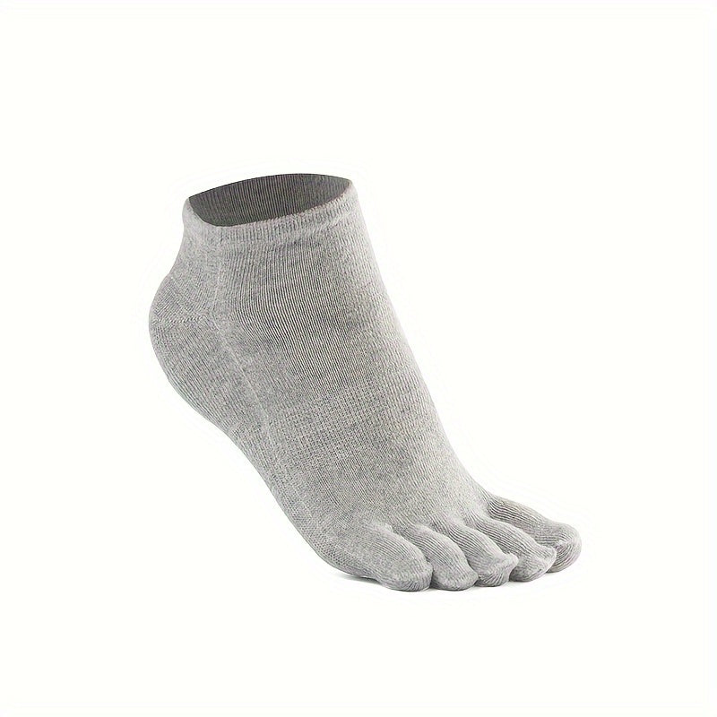 3 Pairs Men's Casual Solid Five Toe Socks, All Season Comfort