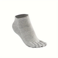 3 Pairs Men's Casual Solid Five Toe Socks, All Season Comfort