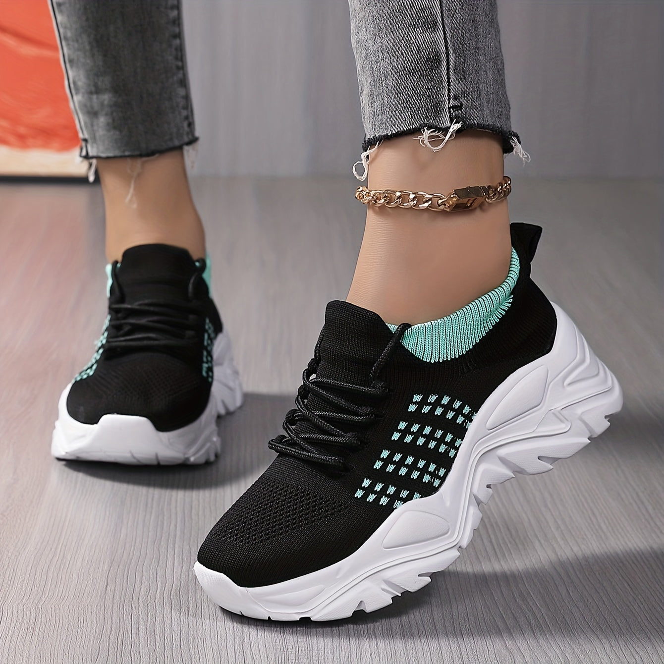 Women's Lace up Chunky Sneakers Non slip Platform Shoes