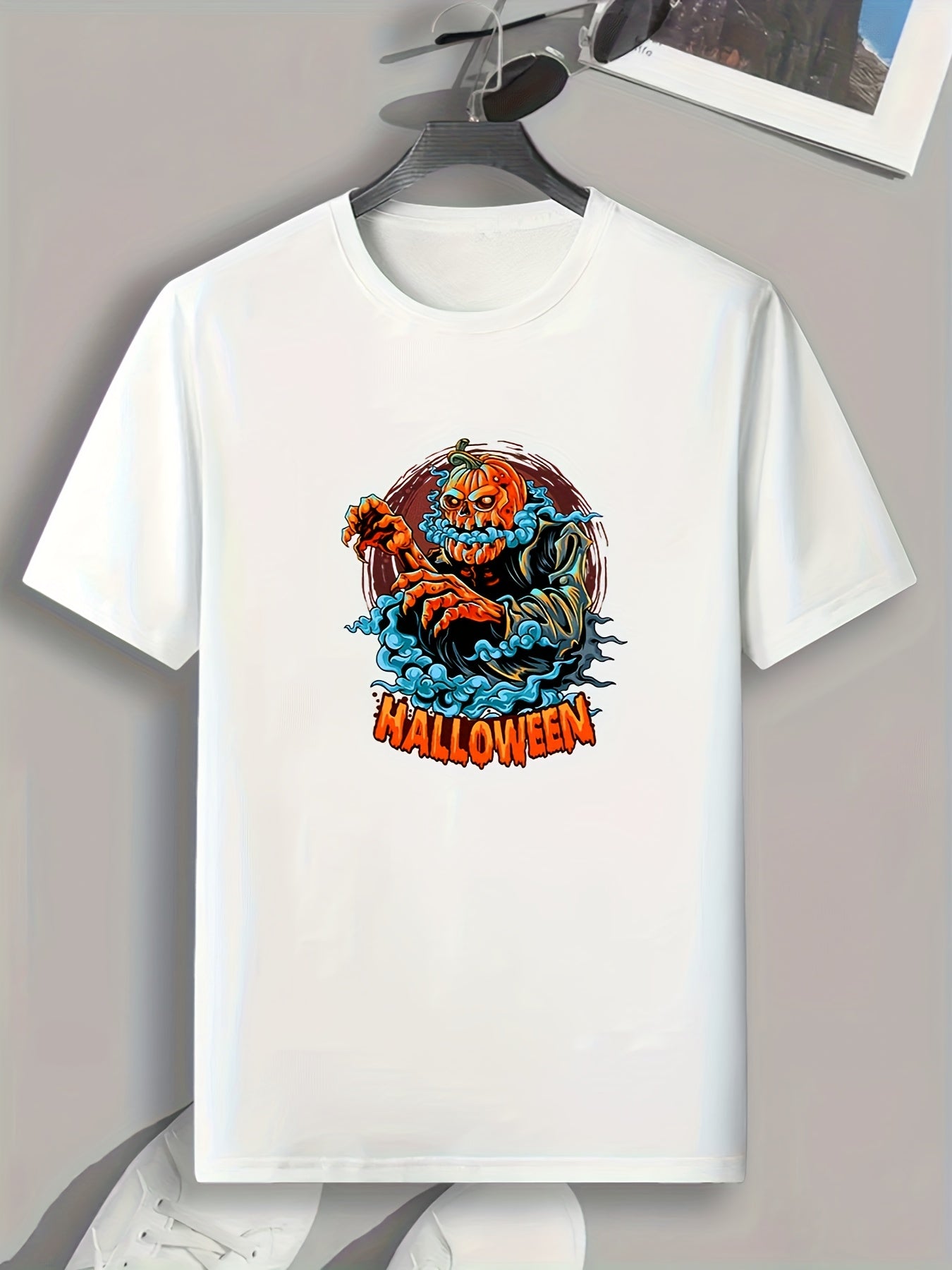 Halloween Pumpkin Devil Pattern T shirt For Men Short Sleeve Top