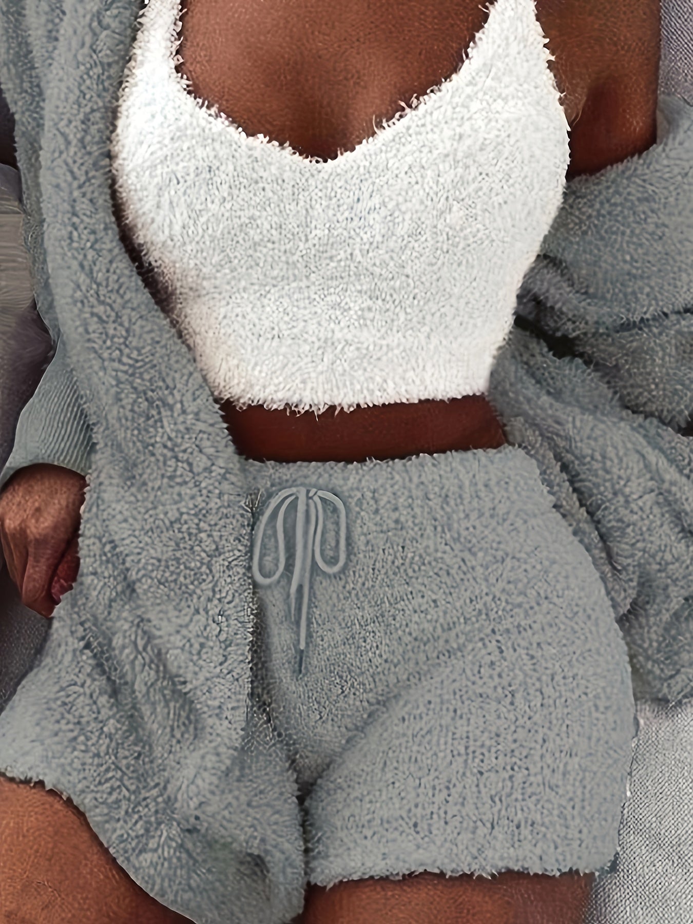 Cozy Pajama Set with Robe, Tank Top, and Shorts
