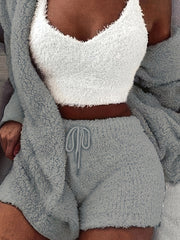 Cozy Pajama Set with Robe, Tank Top, and Shorts