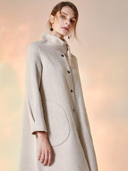 Solid Coat Casual Funnel Collar Bow Tie Outerwear Women's Clothing
