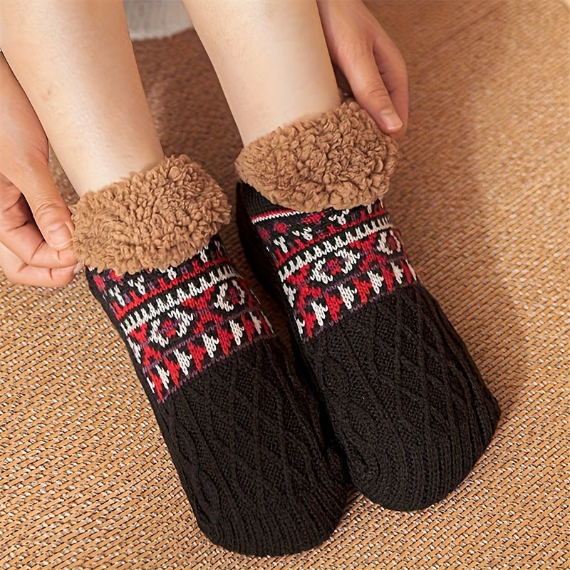 Plush Lined Socks Soft & Warm Low Cut Floor Socks Women's