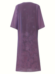 Print Long Dress & Sleeve Cardigan Outfits for W