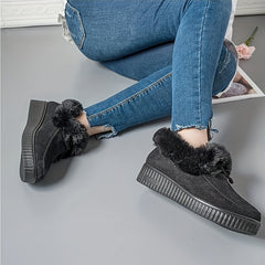 Women's Plush Lined Thermal Snow Boots Non Slip Flat Snow Shoes
