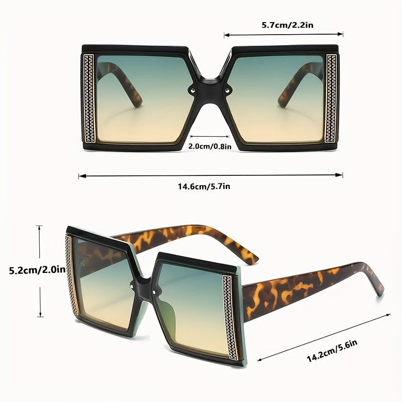 Vintage Oversized Square Sunglasses Gradient Lens UV400