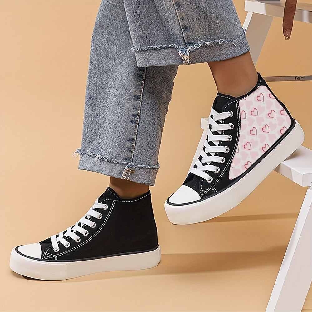 Women's Heart Pattern Canvas High Top Sneakers