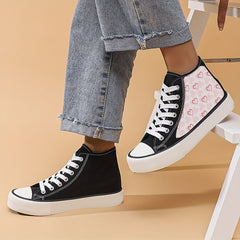 Women's Heart Pattern Canvas High Top Sneakers