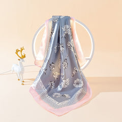 Rose Print Square Scarf Satin Neckerchief Vintage Bandana Head Wrap