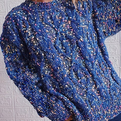 Rainbow Dot Jacquard Sweater Women's Long Sleeve Round Neck Jumper