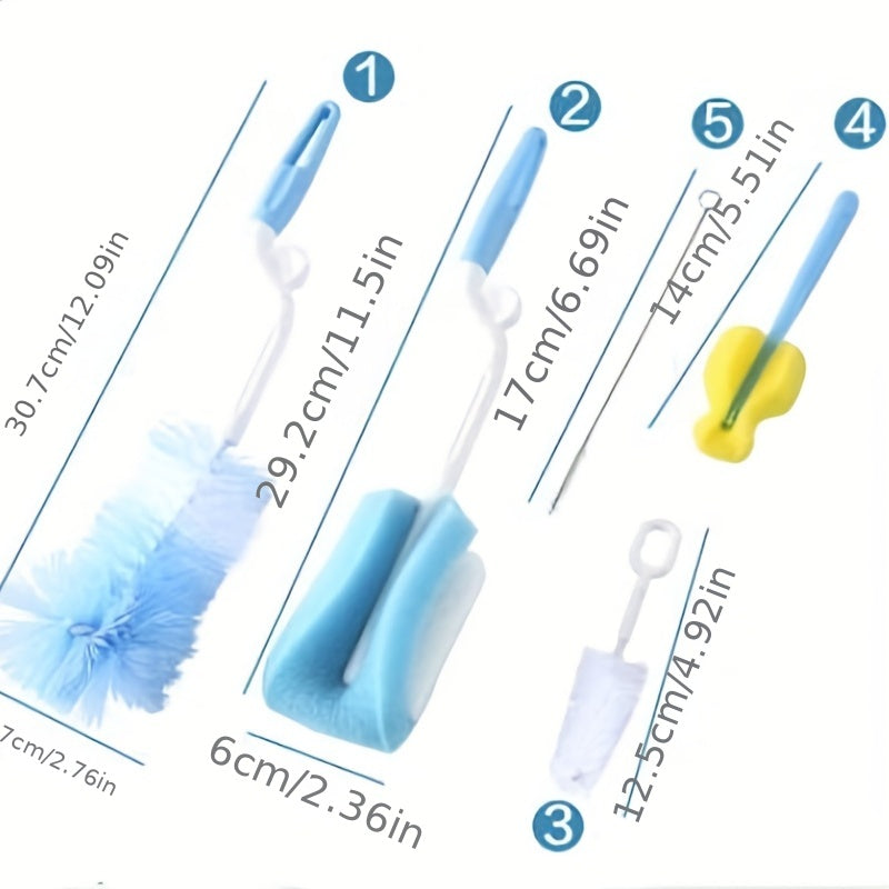 7 Piece Sponge Brush Set for Bottles Glasses Cups & Pacifiers