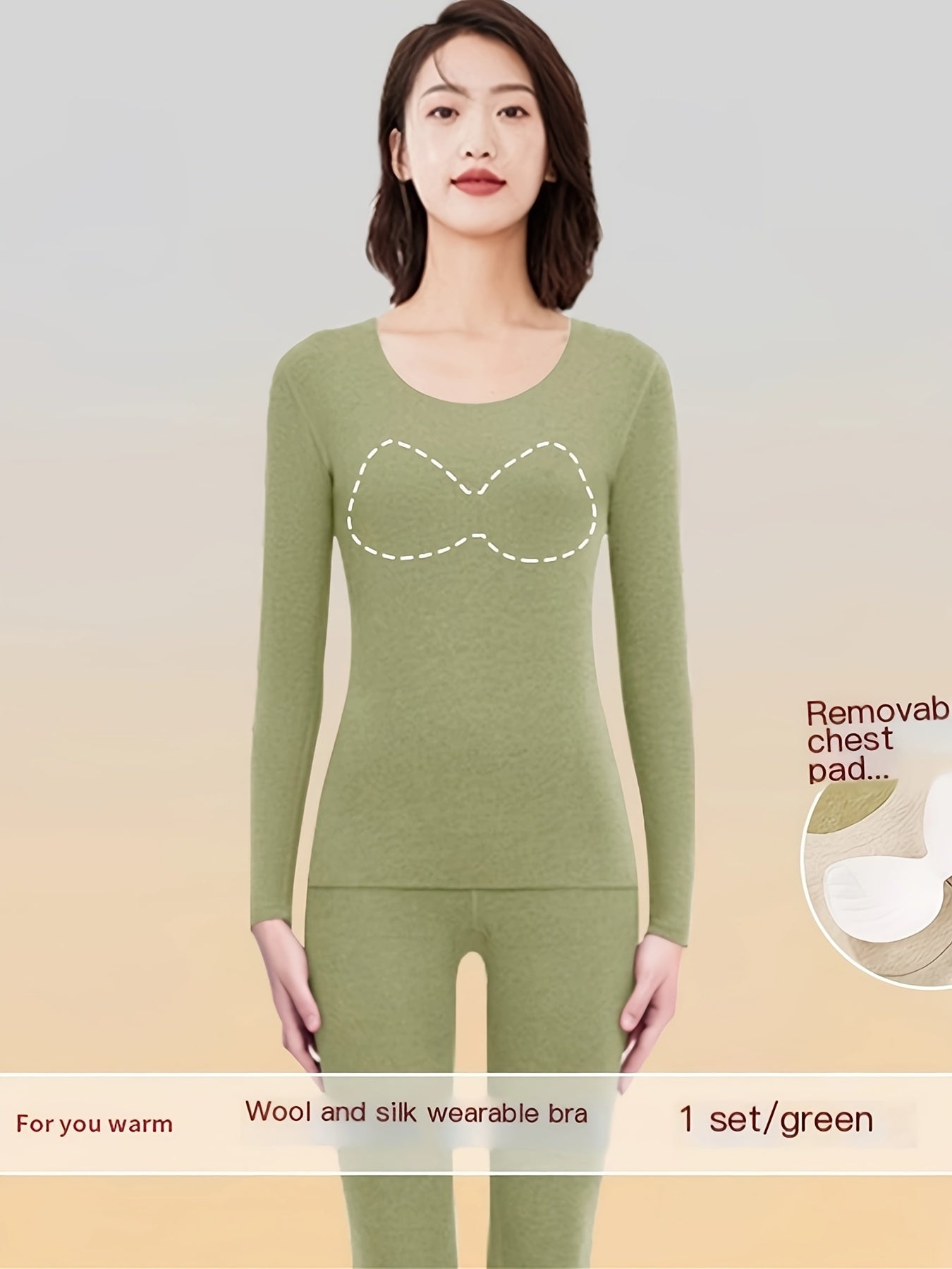 Women's Thermal Underwear Set Long Sleeve Crew Neck Tops & Pants