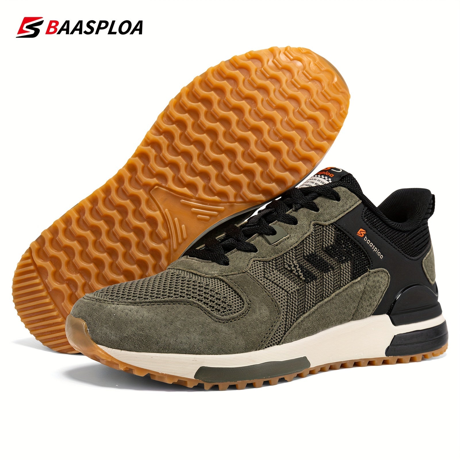 Baasploa Men's Vintage Sneakers Non Slip Lace Up Casual Shoes