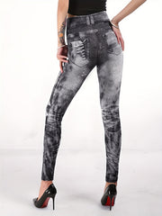 2pcs Snake & Denim Print Yoga Pants Women's Activewear