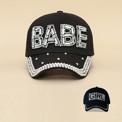 Rhinestone Letter Patch Baseball Cap for Women Men