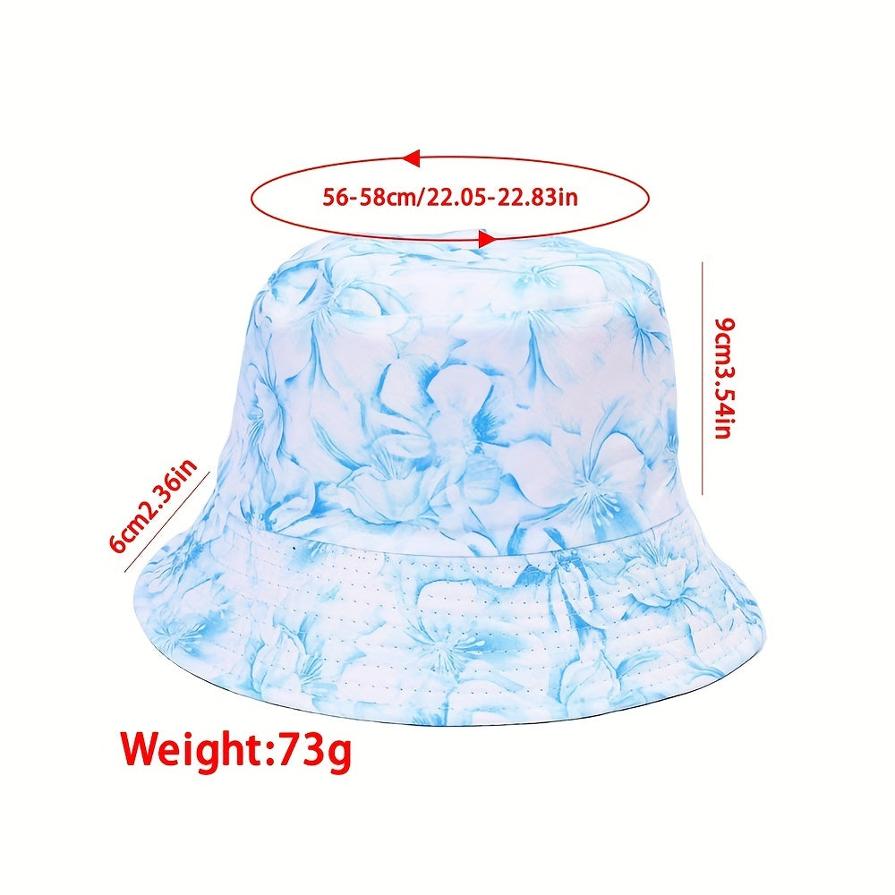 Unisex Floral Pattern Reversible Sun Hat for Outdoor Travel