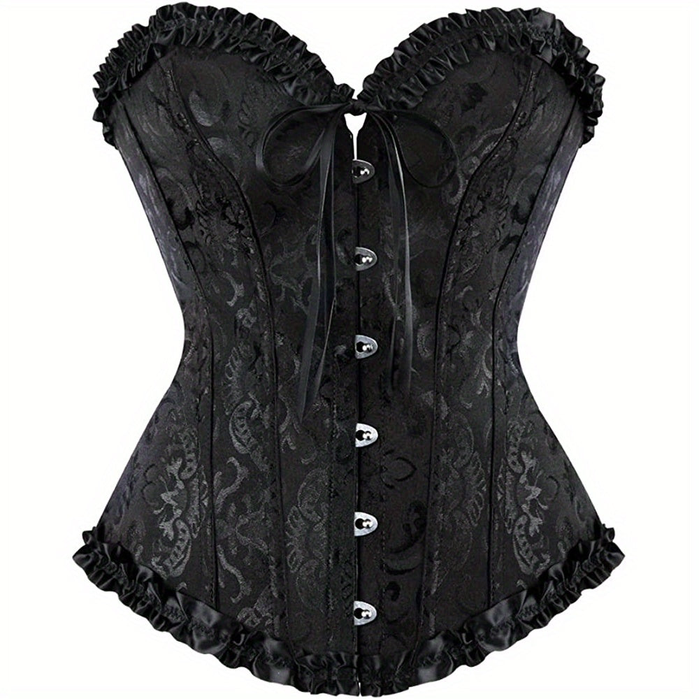 Floral Corset Bow Long Torso Waist Training Underbust Body Shaper