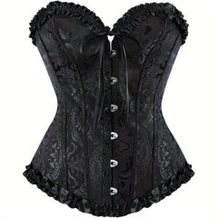 Floral Corset Bow Long Torso Waist Training Underbust Body Shaper