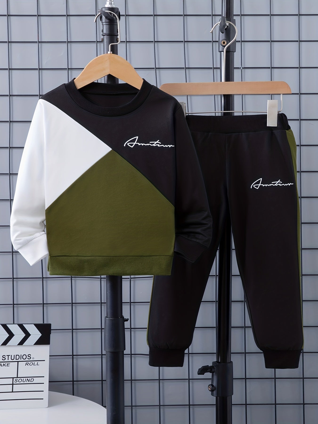 Boy's Letter Print 2pcs Sweatshirt & Sweatpants Set for Spring Fall