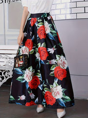 Floral Print A line Ankle Skirt for Spring & Summer