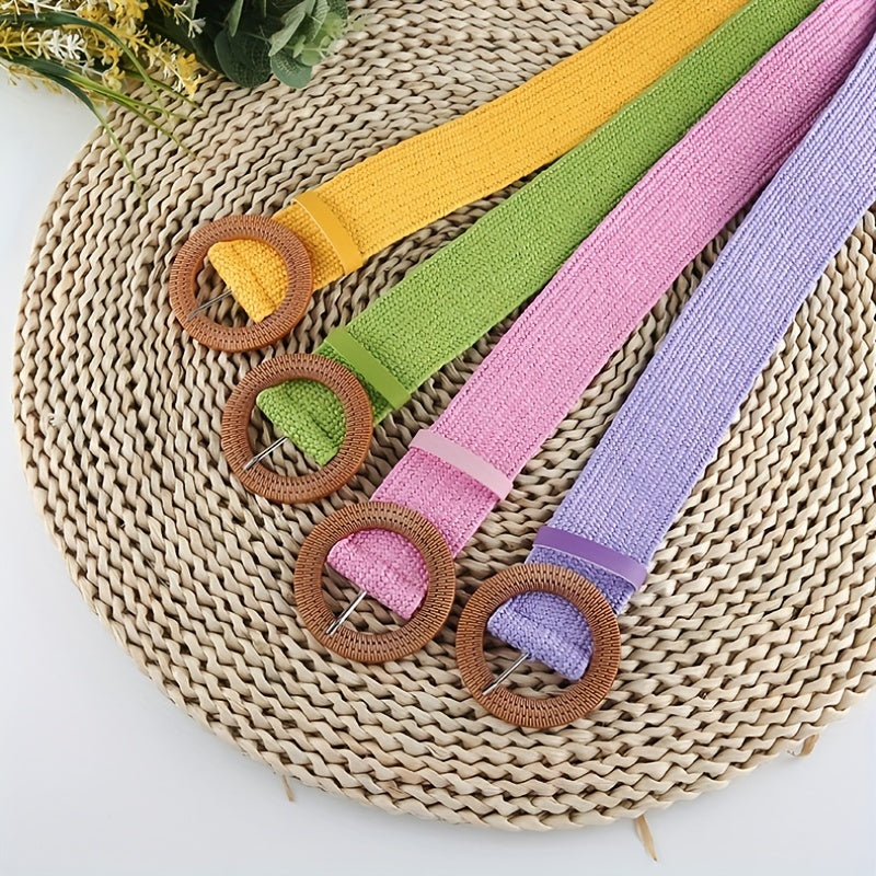 Round Buckle Belt for Girls and Boys, Decorative Accessory