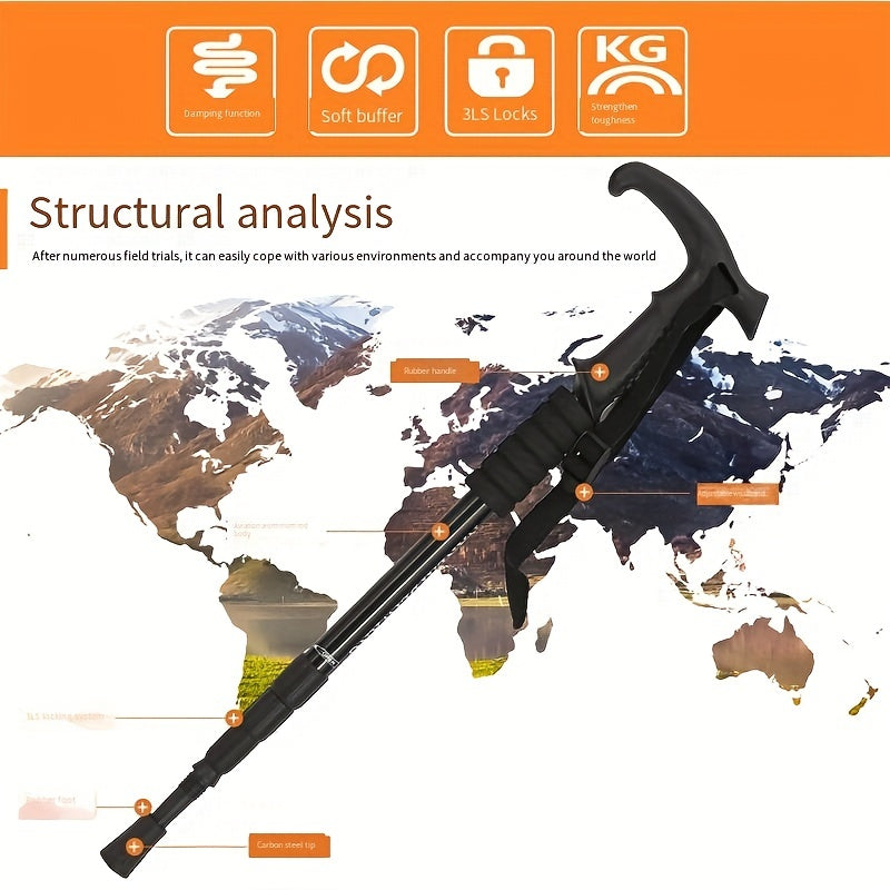 Aluminum Alloy Hiking Stick Shock Absorbing Walking Pole