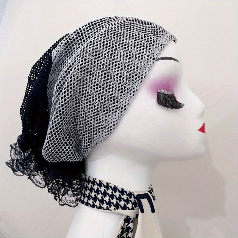 Mesh Lace Turban Cap Beanie Head Wrap Lightweight