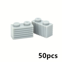 50pcs 1x2 Textured City Fence Blocks for Wall Decoration