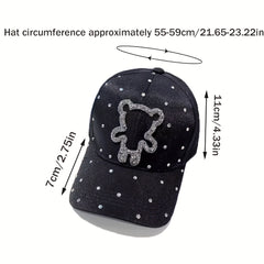 Rhinestone Teddy Couple Baseball Cap Cartoon Bear Sun Hat