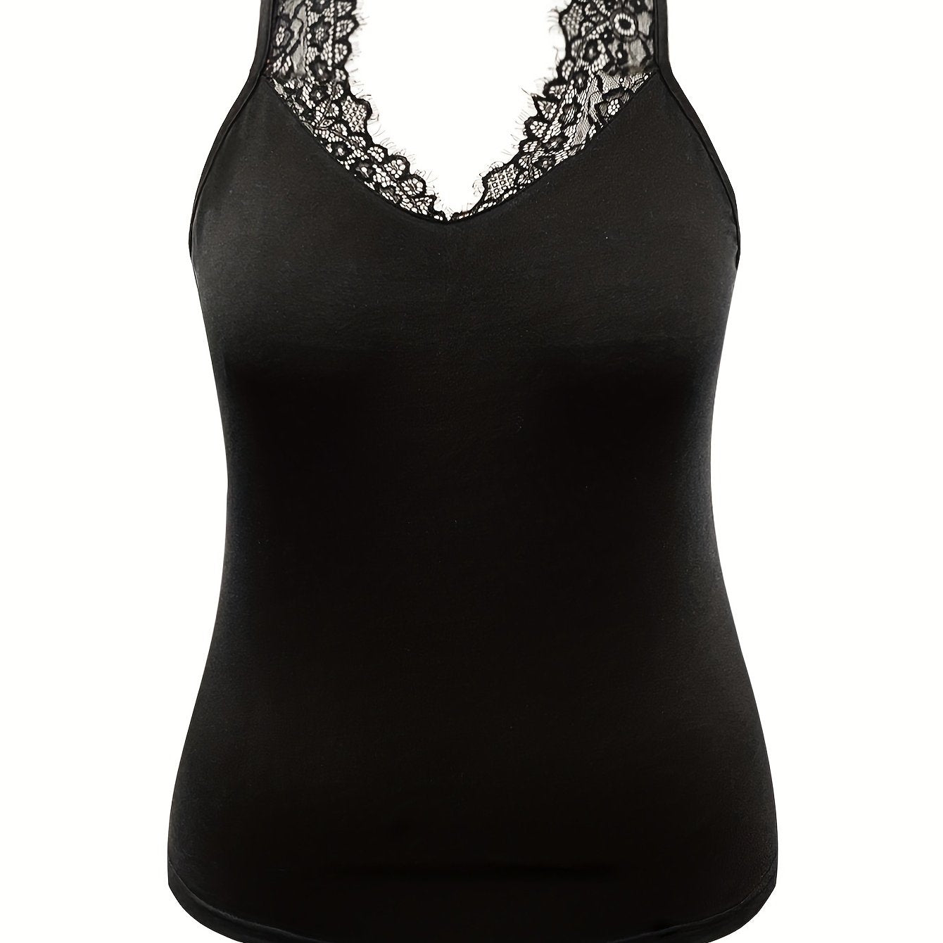 Contrast Eyelash Lace V Neck Home Wear Tank Top