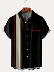 Vintage Style Stripe Print Men's Casual Short Sleeve Shirt