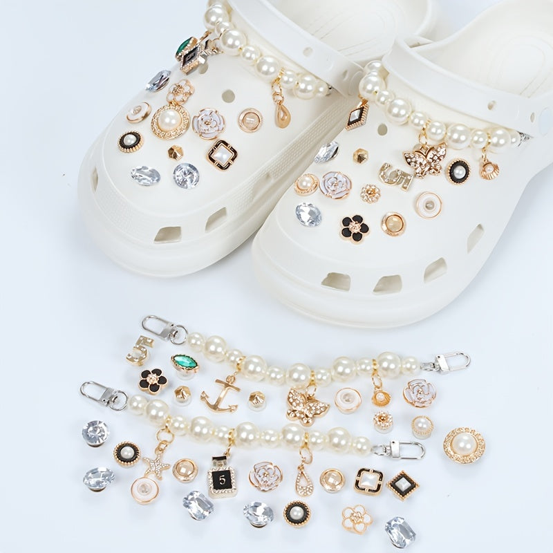 25pcs Crystal Shoe Charms Clog Shoes Decoration Bling Chain Jewelry Accessories
