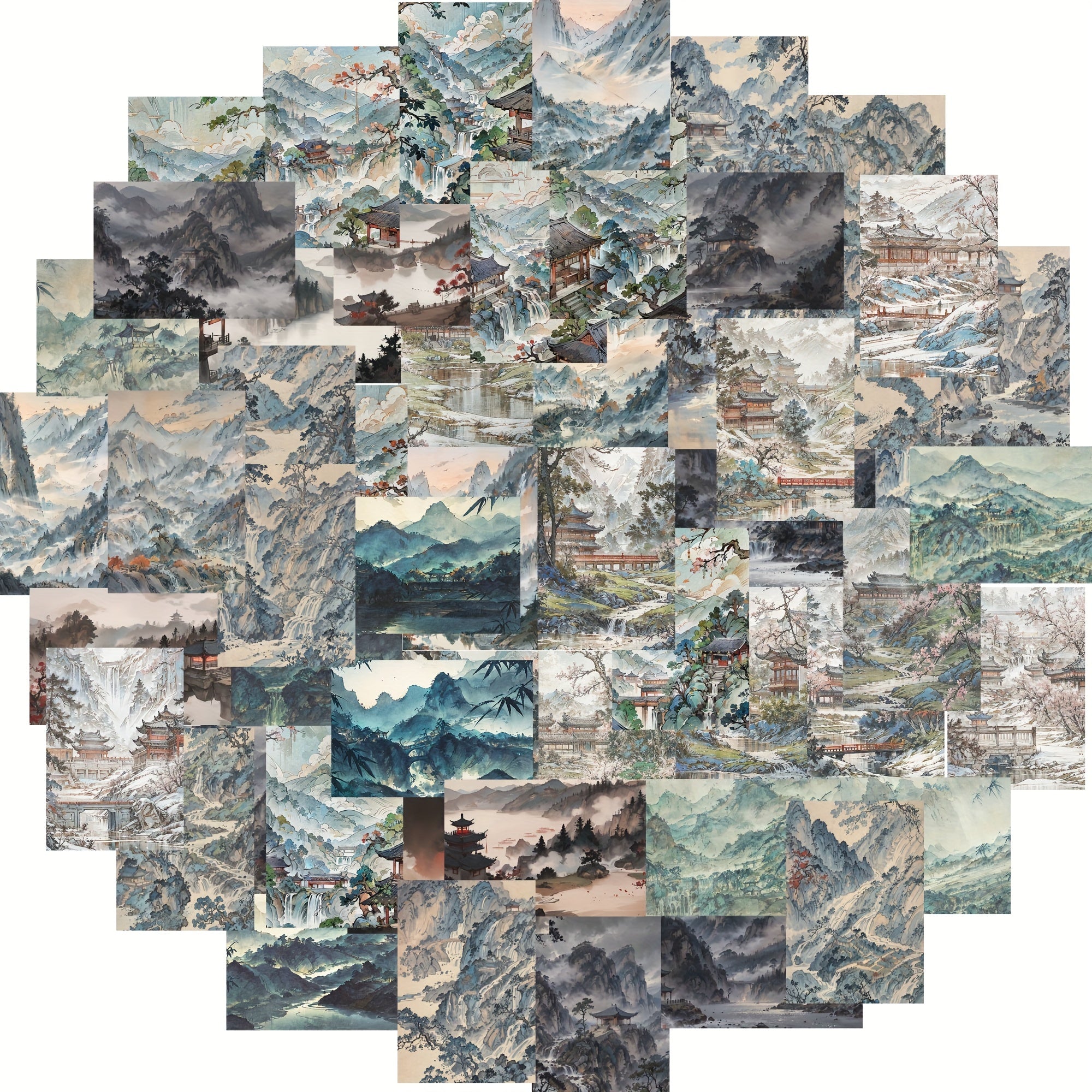 54pcs Landscape Architecture Cartoon Stickers Waterproof Game Stickers