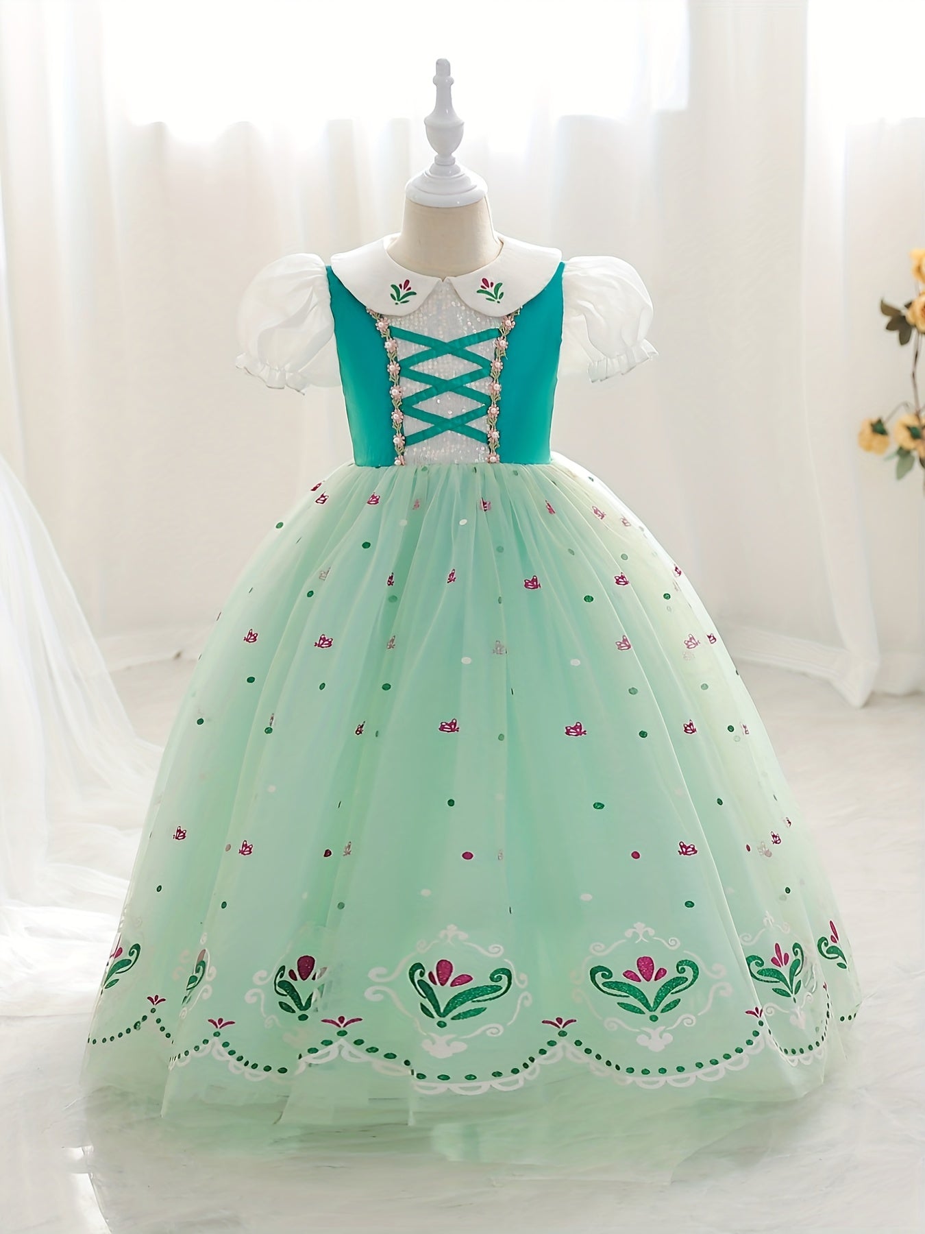 Girls Queen Princess Costume Ice Cosplay Halloween Dress