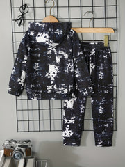Tie Dye Boy's Hoodie & Sweatpants Set MAMAS' BOY Print Street Style Outfits