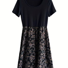 Floral Print Short Sleeve Dress for Spring & Summer
