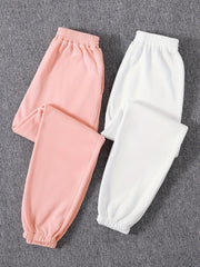 2-Pack Mixed Elastic Waist Joggers for Women's Spring & Fall Casual Wear