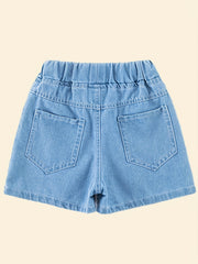 Girls' Princess Graphic Denim Shorts For Casual Summer