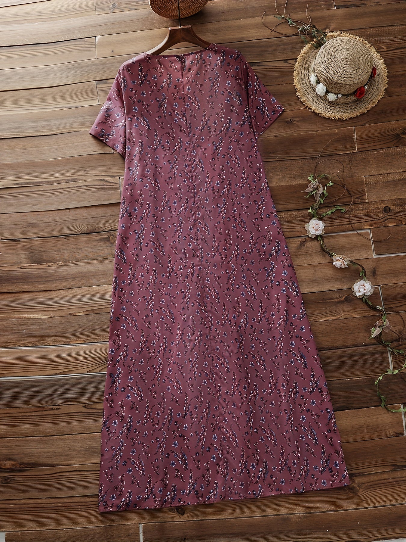 Short Sleeve Nipped Waist Maxi Dress