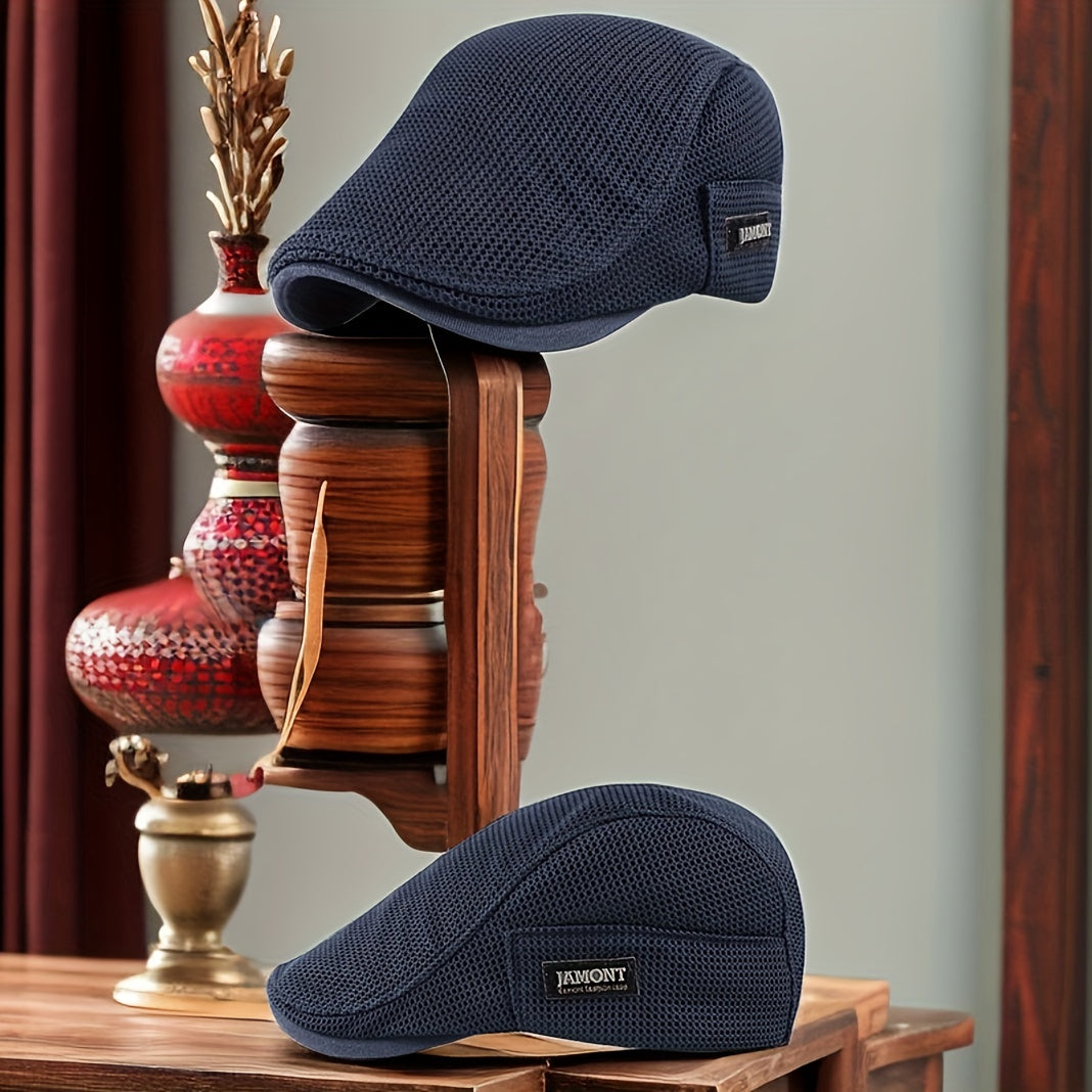 Breathable Mesh Work Cap Adjustable Beret Hat for Outdoors