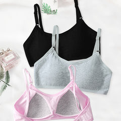3pcs Girls Adjustable Straps Bra Soft Tube Underwear Teens Kids Clothes