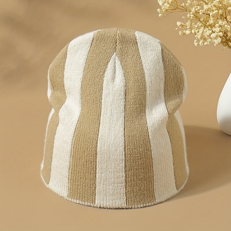 Y2K Striped Woolen Hat for Men and Women