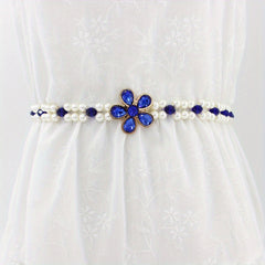 Faux Pearl Girdle Elastic Waistband Women Dress Belt