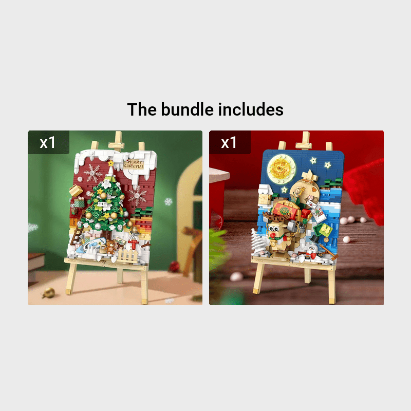 3D Christmas Painting - Snowman and Reindeer Scene