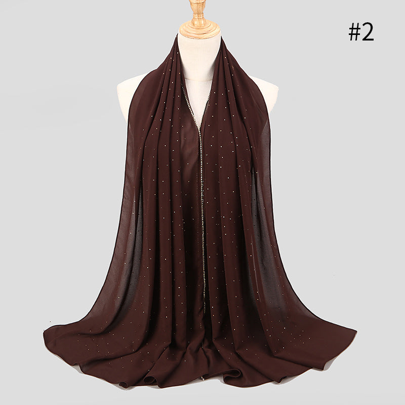 Wrinkles Pearl Chiffon Hijab Head Scarf Women Solid Bubble Wrap Shawls