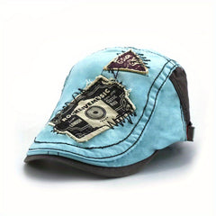 Retro Patch Embroidery Beret Unisex Hip Hop Painter Cap Vintage Flat Hat