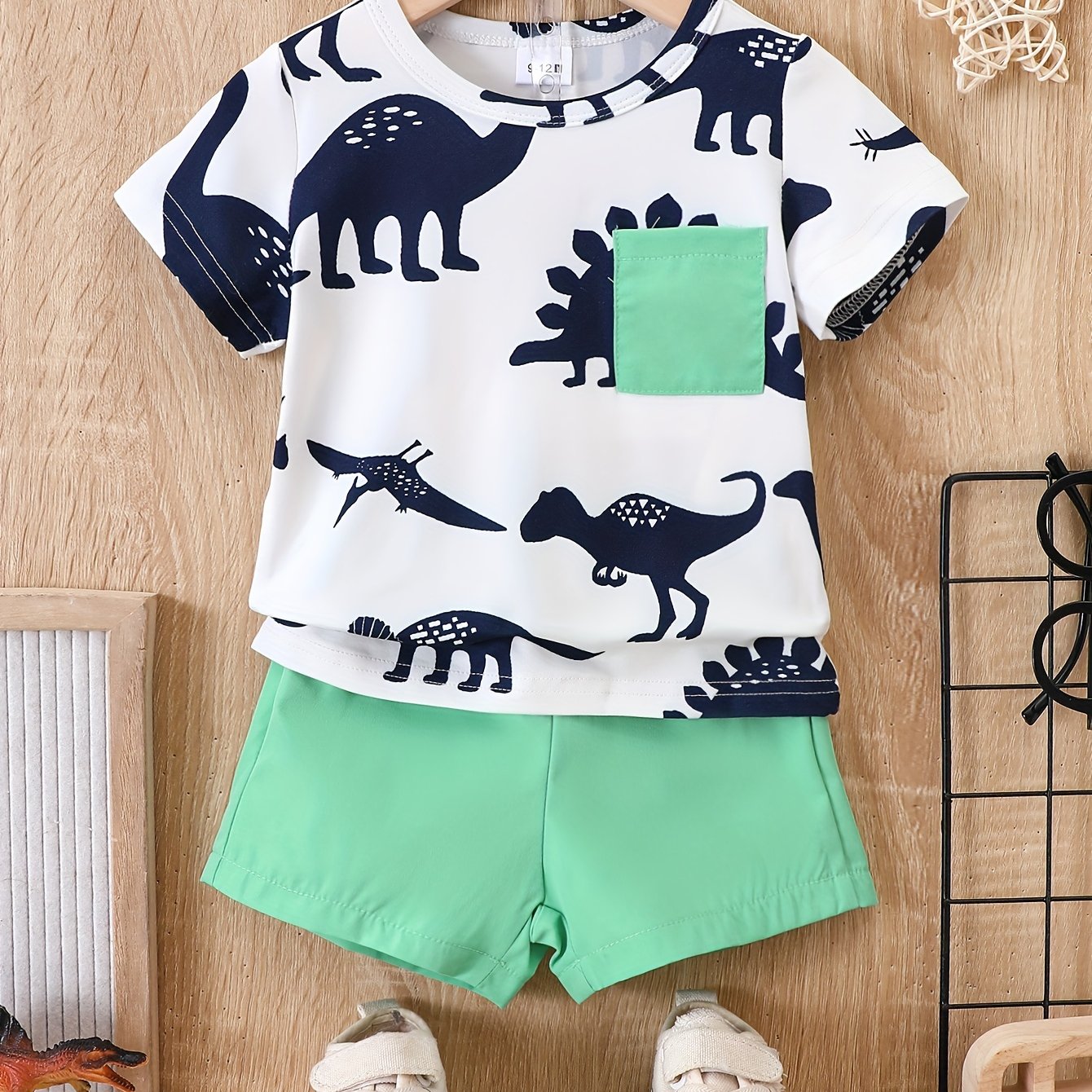 Baby Boy's Cartoon Graphic T-shirt & Shorts Set Kid's Outfit