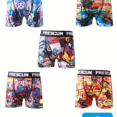 5pcs Boys Cartoon Tape Boxer Briefs Soft Underwear